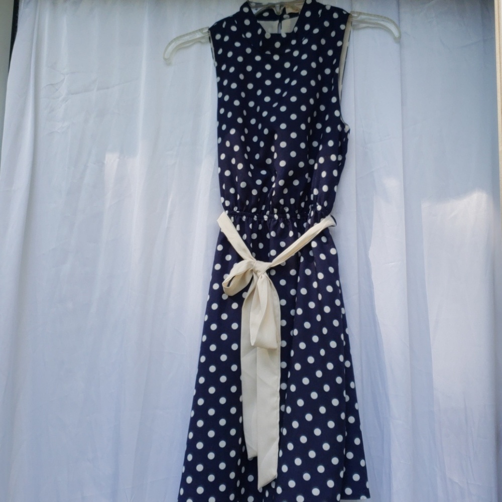 Sexy polka dot navy blue dress